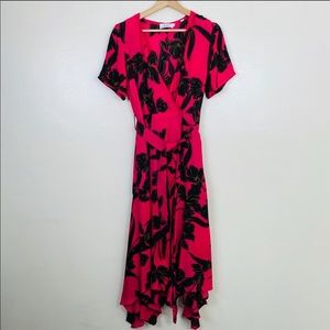 A.L.C. Cora Hot Pink Fuchsia Wrap Midi Dress